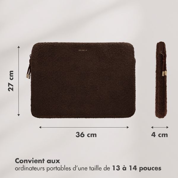 Selencia Teddy Laptop hoes 13-14 inch - Laptopsleeve - Choco Brown