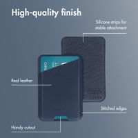Accezz Magnetic Leather Card Holder - Compatible with Apple Find My - Nightfall Blue