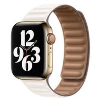 Apple Leather Link Apple Watch Series 1 t/m 9 / SE (38/40/41 mm) | Series 10 / 11 (42 mm) - Maat M/L - Chalk