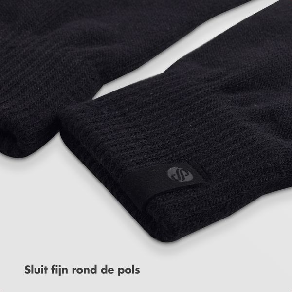 Selencia Knitted Touchscreen Handschoenen - One Size - Zwart