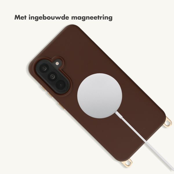 Selencia Rivièra MagSafe Backcover met afneembare haakjes Samsung Galaxy A36 / A56 - Choco Brown