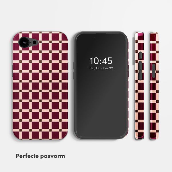 Selencia Vivid Backcover met MagSafe Apple iPhone 17e / 16e - Check This Burgundy