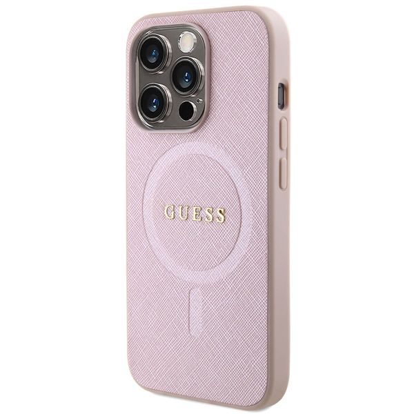 Guess Saffiano Backcover MagSafe Apple iPhone 15 Pro - Roze