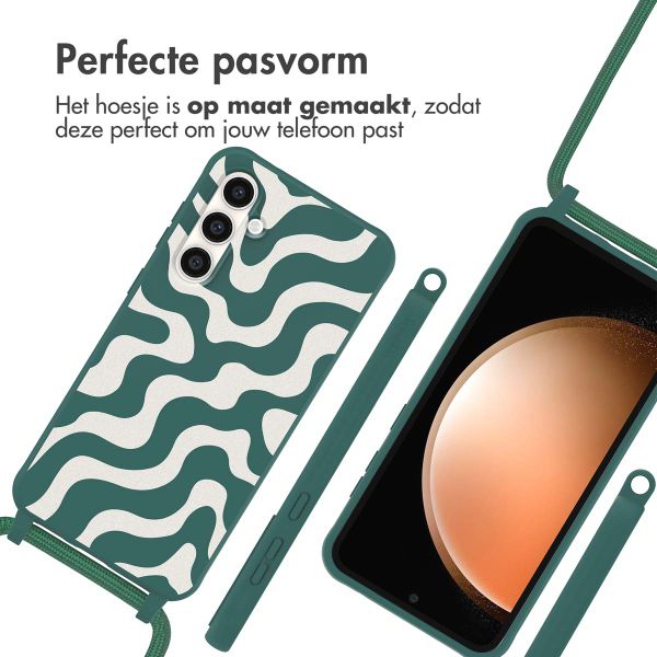 imoshion Siliconen design hoesje met koord Samsung Galaxy S23 FE - Petrol Green Groovy