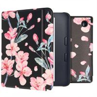 imoshion Design Slim Hard Case Sleepcover met stand Kobo Libra 2 / Tolino Vision 6 - Blossom Watercolor Black