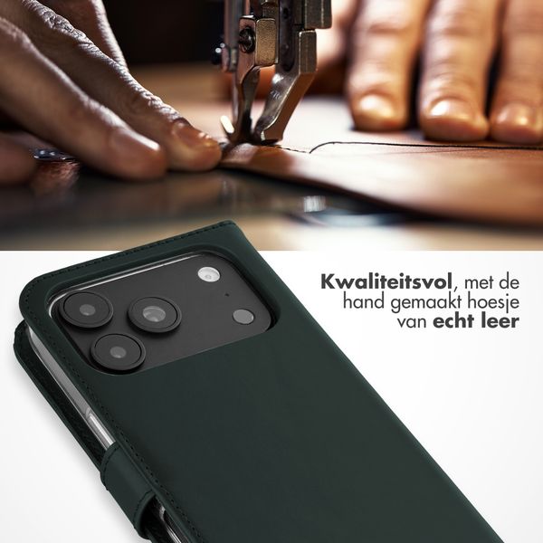 Selencia Echt Leren Bookcase Apple iPhone 18 Pro Max / 17 Pro Max - Groen