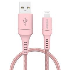 imoshion Lightning naar USB kabel - Non-MFi - Gevlochten textiel - 1 meter - Roze