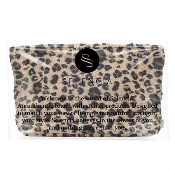Selencia Zaya Tote Bag - Teddy Laptoptas 16 inch - Leopard
