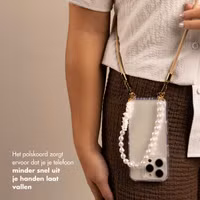 Selencia Telefoonkoorden Set met Parels en Schelpen - Beige