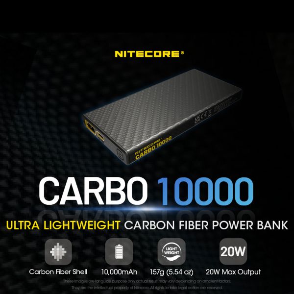 Nitecore Carbo 10000 | Carbon Fiber Powerbank - 10.000 mAh