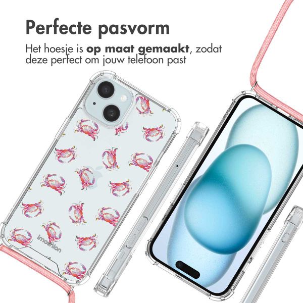 imoshion Design hoesje met koord Apple iPhone 15 - Crab Watercolor