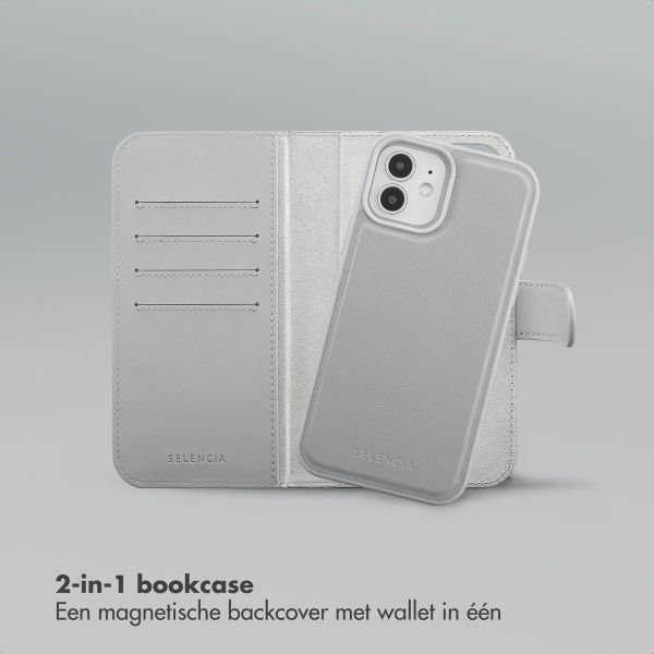 Selencia Olyn Uitneembare Bookcase met MagSafe Apple iPhone 12 (Pro) - Grijs