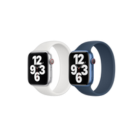Apple 2 Pack Siliconen solobandje Apple Watch | 38/40/41/42 mm - Maat 5 - White/ Abyss Blue