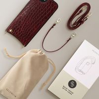 Selencia Nova Croco Phone Case with Cord and Card Holder Apple iPhone 17e / 16e - Choco Brown