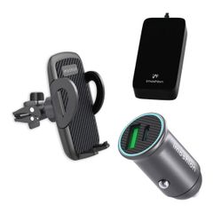 Autopakket | Mini Autolader USB-C / USB-A + CarPlay Dongle + Telefoonhouder Auto - Ventilatierooster - Zwart