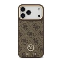 Guess Classic Strass Logo Leather Backcover met MagSafe Apple iPhone 17 Pro - Bruin
