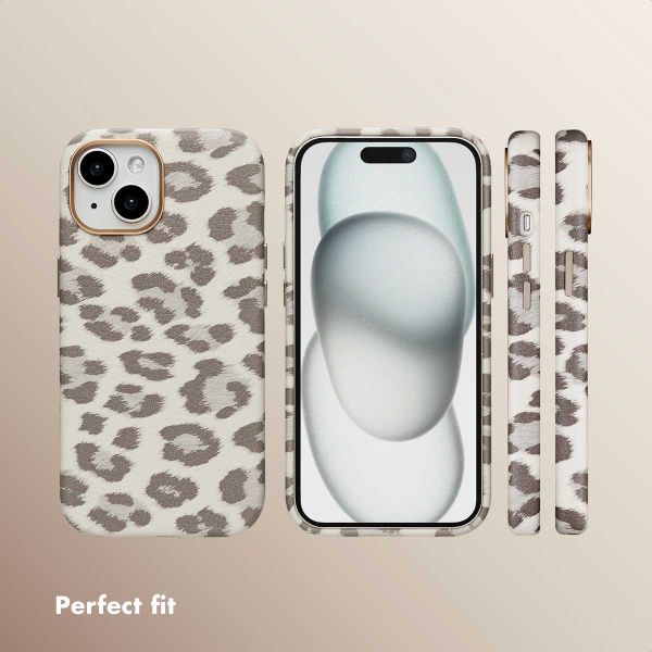 Selencia Sabi Back Cover Panther Print with MagSafe Apple iPhone 15 - Soft Ivory