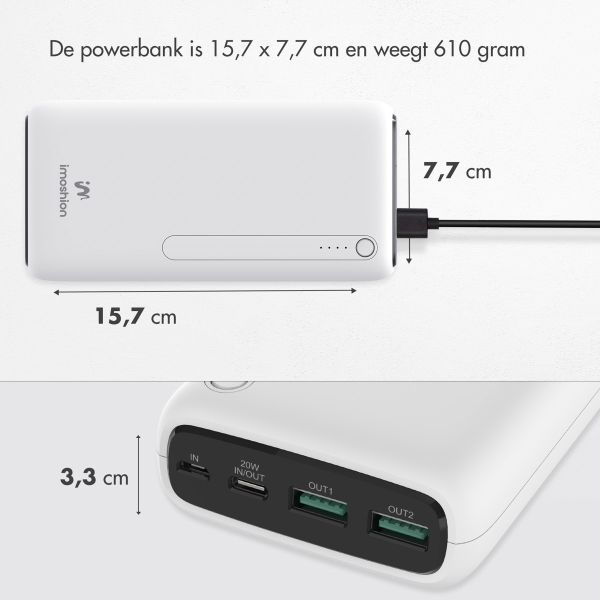 imoshion Powerbank - 27.000 mAh - Quick Charge en Power Delivery - Wit