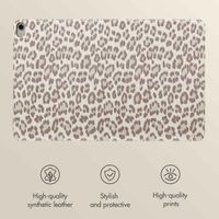 Selencia Sabi Bookcase with Leopard Print Apple iPad Air 11 inch (2026) M4 / (2025) M3 / (2024) M2 / Air 5 (2022) / Air 4 (2020) - Soft Ivory