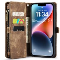 CaseMe Luxe Lederen 2 in 1 Portemonnee Bookcase iPhone 14 - Bruin