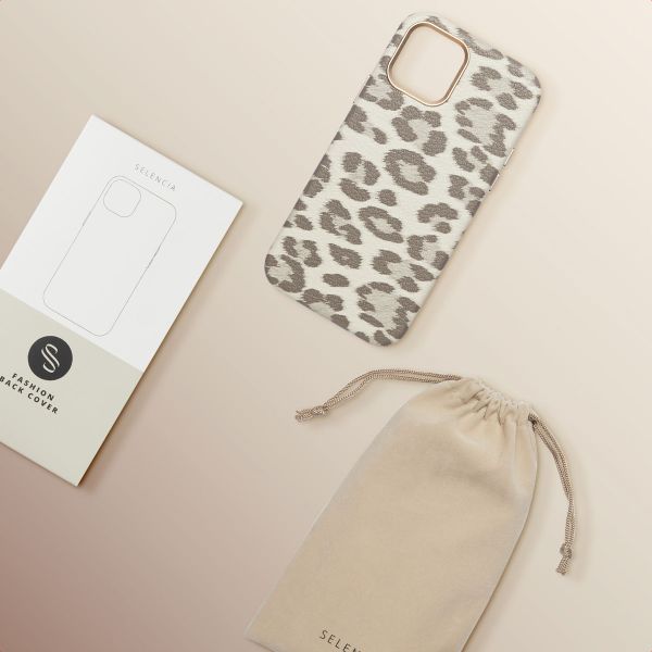 Selencia Sabi Backcover Panterprint met MagSafe Apple iPhone 12 (Pro) - Soft Ivory