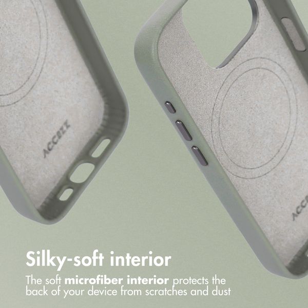 Accezz Leather Back Cover with MagSafe Apple iPhone 15 Pro - Light Grey