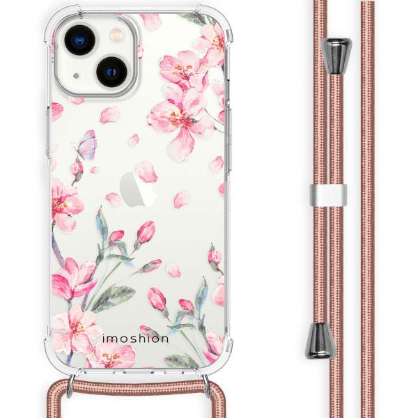 imoshion Design hoesje met koord iPhone 14 - Bloem - Roze