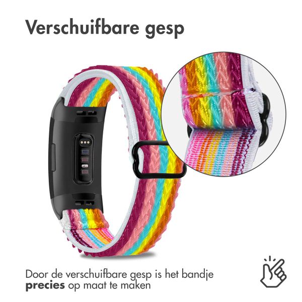 imoshion Elastisch nylon bandje Fitbit Charge 3 / 4 - Rainbow