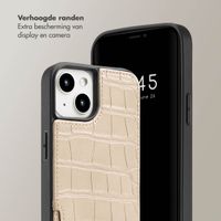 Selencia Nova Croco Backcover met koord en pashouder iPhone 13 - Beige