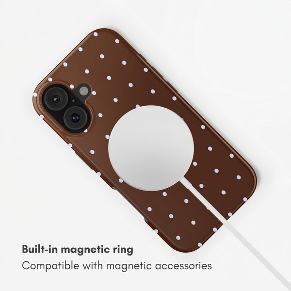 Selencia Vivid Back Cover with MagSafe Apple iPhone 16 - Happy Dots Chocolate