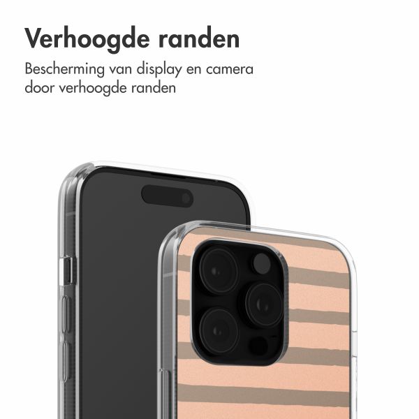 imoshion Design hoesje Apple iPhone 16 Pro - Striped peach reverse