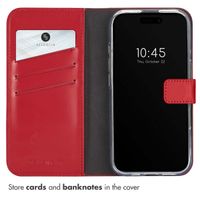 Selencia Genuine Leather Book Case Apple iPhone 16 - Red