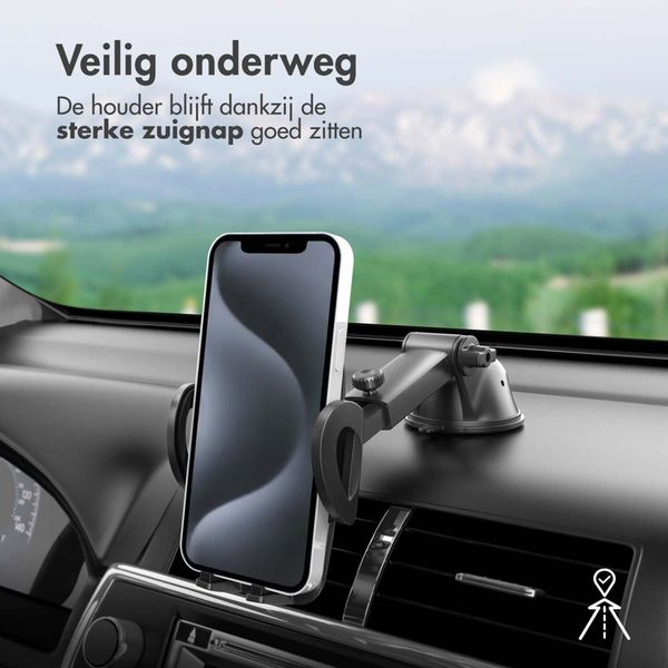 imoshion Telefoonhouder auto - Verstelbaar - Universeel - Carbon - Dashboard / Raam - Zwart