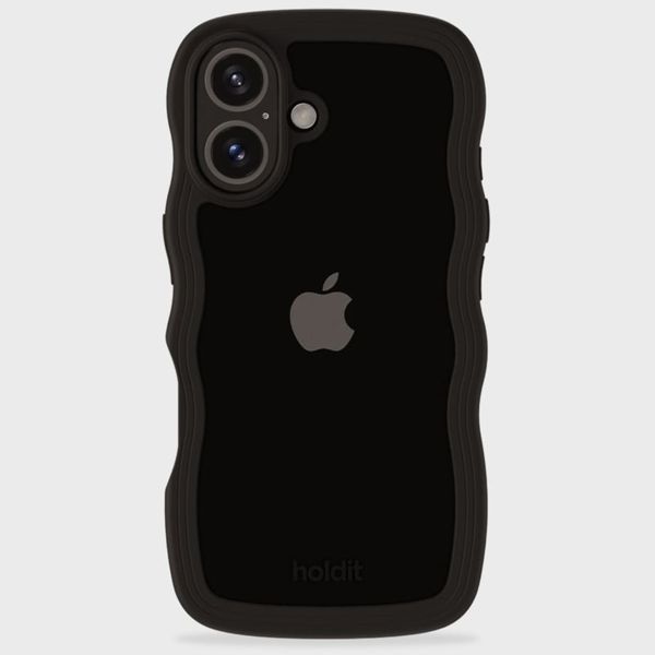 Holdit Wavy Case iPhone 16 Plus - Black / Transparent