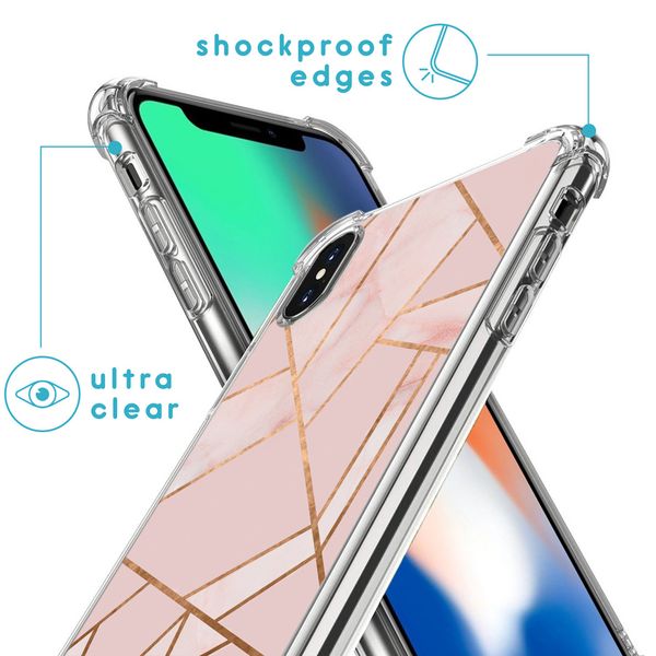 imoshion Design hoesje met koord iPhone X / Xs - Grafisch Koper - Roze / Goud