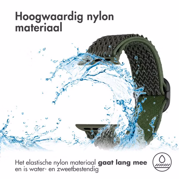 imoshion Elastisch nylonbandje Apple Watch Series 1 t/m 9 / SE (38/40/41 mm) | Series 10 / 11 (42 mm) - Donkergroen
