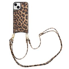 Selencia Nova Phone Case with Cord and Card Holder Apple iPhone 15 - Leopard