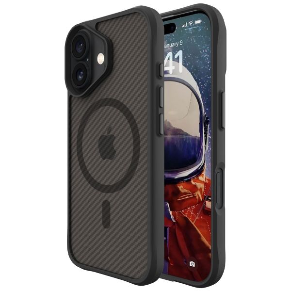 imoshion Rugged Hybrid Carbon Case met MagSafe Apple iPhone 16 - Zwart