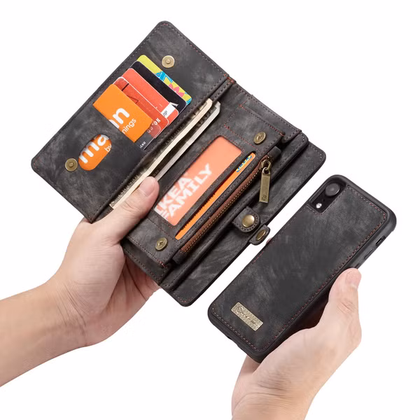CaseMe Luxe Lederen 2 in 1 Portemonnee Bookcase iPhone Xr