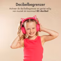 imoshion Draadloze Kinderkoptelefoon LED Light Cat Ear - Decibelbegrenzer - Met AUX kabel - Hot Pink