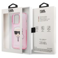 Karl Lagerfeld Karl's Head Silicone Backcover Glitter iPhone 13 Pro - Transparant Roze