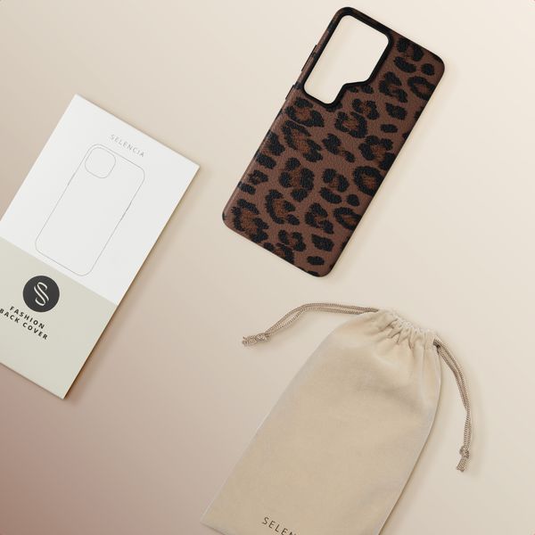 Selencia Sabi Back Cover Panther Print with MagSafe Samsung Galaxy S26 Ultra - Mocha Brown