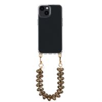 Selencia Transparent Case with Hooks + Lova Wrist Strap Apple iPhone 14 - Tortoise Leopard