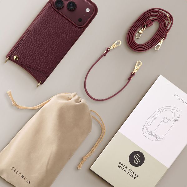 Selencia Nova Phone Case with Cord and Card Holder Apple iPhone 18 Pro Max / 17 Pro Max - Bold Burgundy