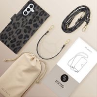 Selencia Sabi Bookcase met Panterprint Samsung Galaxy A55 - Midnight Black