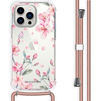 imoshion Design hoesje met koord iPhone 14 Pro - Bloem - Roze