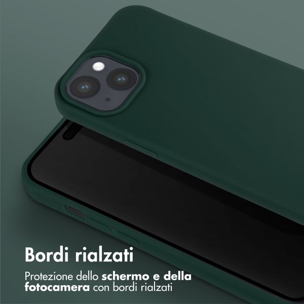 Selencia Siliconen hoesje met afneembaar koord Apple iPhone 15 - Donkergroen