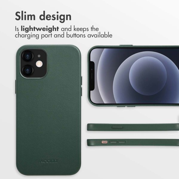 Accezz Leather Back Cover with MagSafe Apple iPhone 12 (Pro) - Cedar Green