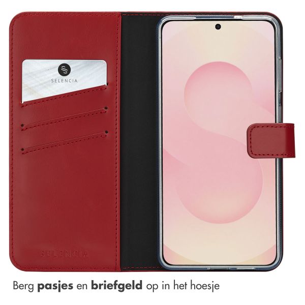 Selencia Echt Leren Bookcase Samsung Galaxy S25 Edge - Rood