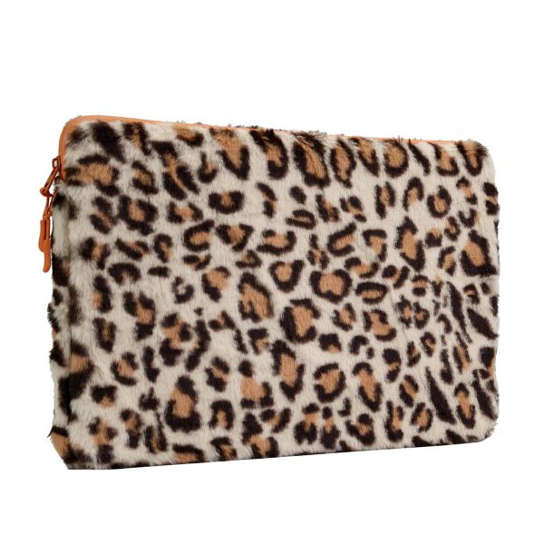 imoshion Fluffy Laptop hoes 13-14 inch - Laptopsleeve - Leopard Orange